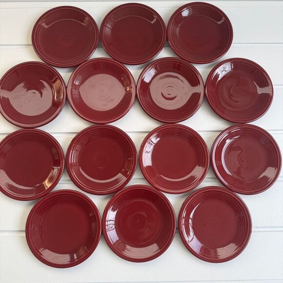 Fiestaware Lot of 14 Cinnabar 7.25" Classic Rim Salad Plates - Picture 2 of 14